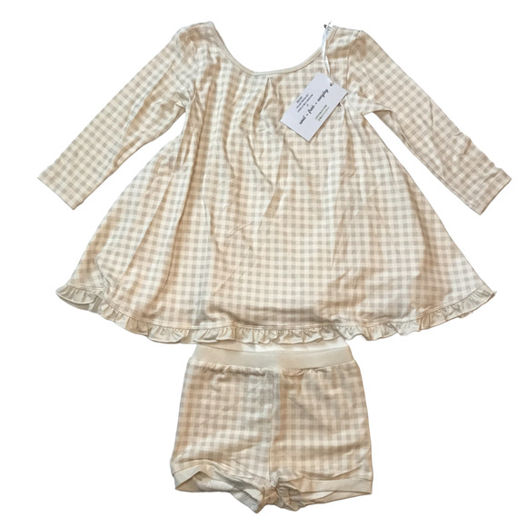NWT Omi Jo Well Dressed Wolf House Dress Vanilla Milk Gingham Set 2T - Picture 1 of 5